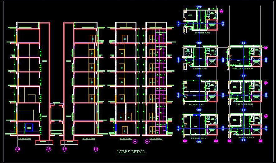 Lift Lobby Design DWG for Multi-Storey Buildings